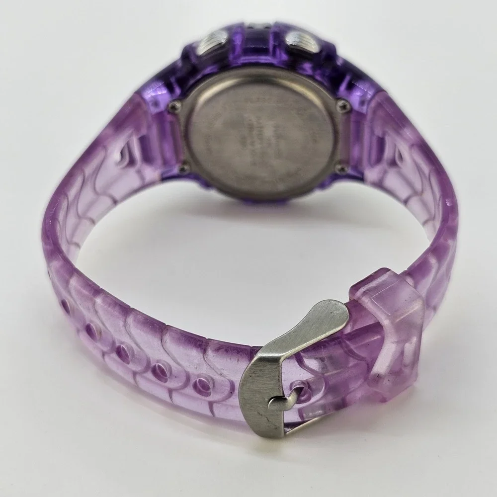 Women's Sports Digital Watch 36MM Pink Purple Plastic Case Bands NEW Battery